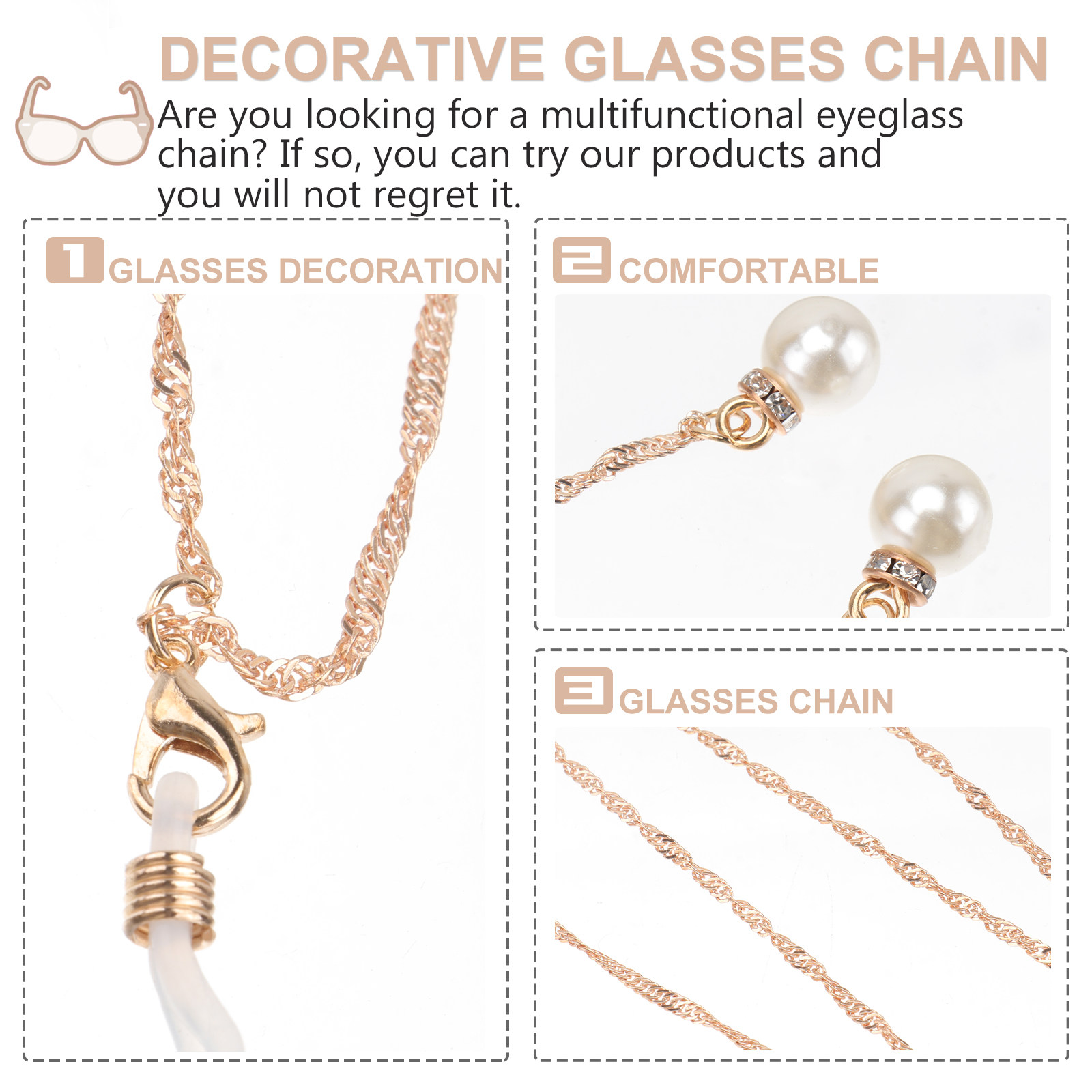 1Pcs Pearl Glasses Chain Styli - Mask Chain Holder 评论和价格