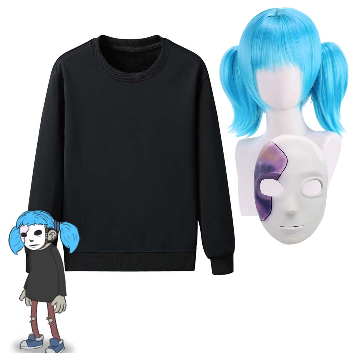 Adult Game Sally Face Cosplay  - Black Face Mask Pack 评论和价格