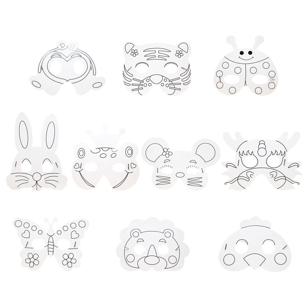 10Pcs Paper Mask Craft Kit Kid - Kids Face Mask 评论和价格