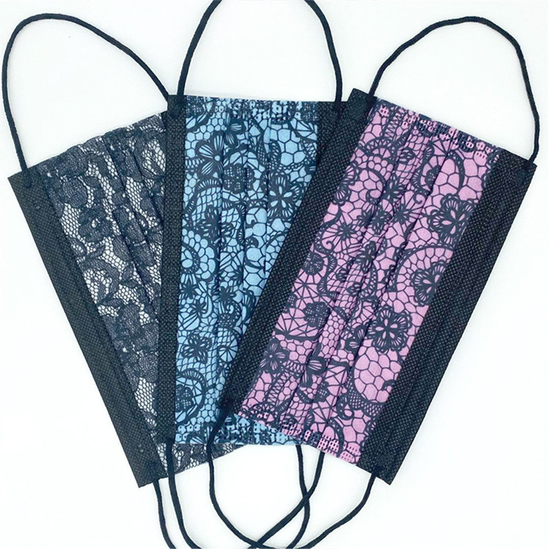 50PCS Disposable Lace Mouth Ma - Disposable Mask Blue 评论和价格